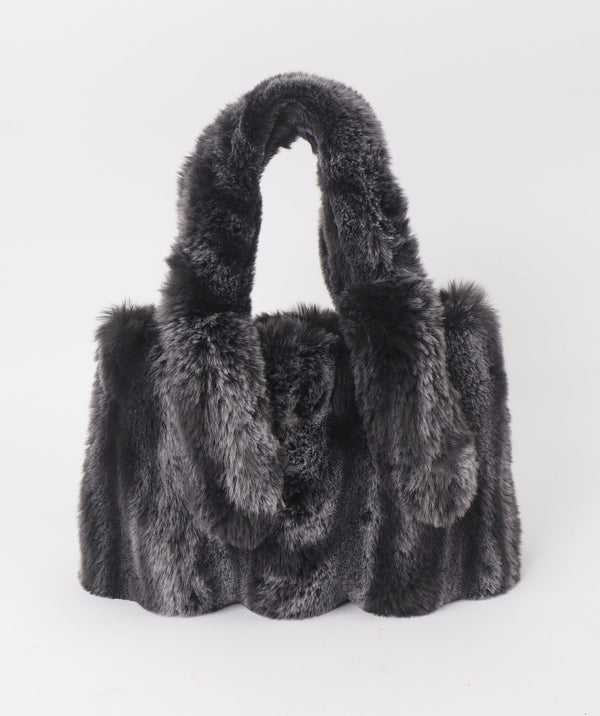 Eco Faux Fur Tote Bag - Black/Grey