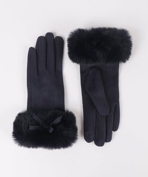 Fur Cuff Gloves - Navy