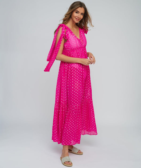 Deep Pink Slip-on Maxi Dress