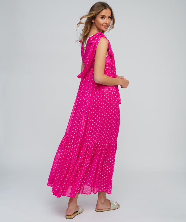 Deep Pink Slip-on Maxi Dress