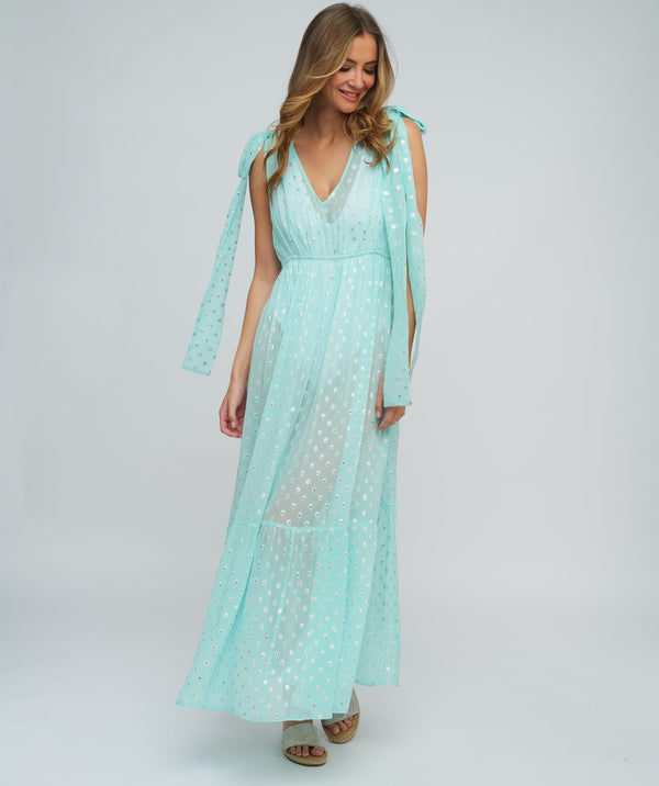 Turquoise Slip-on Maxi Dress