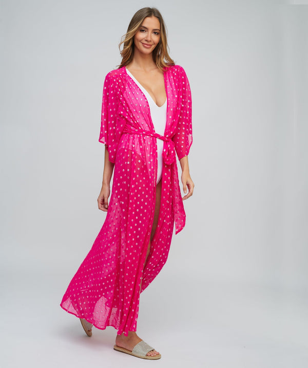 Deep Pink Beach Kimono Cover-up