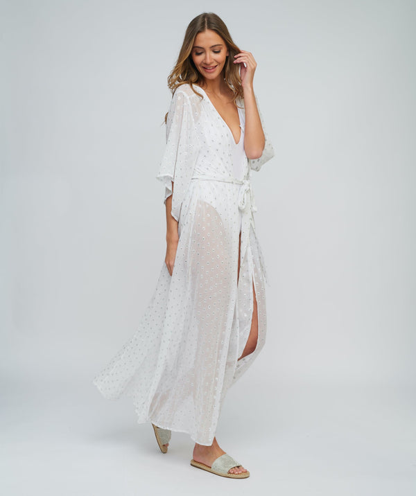 White Beach Kimono Cover-up