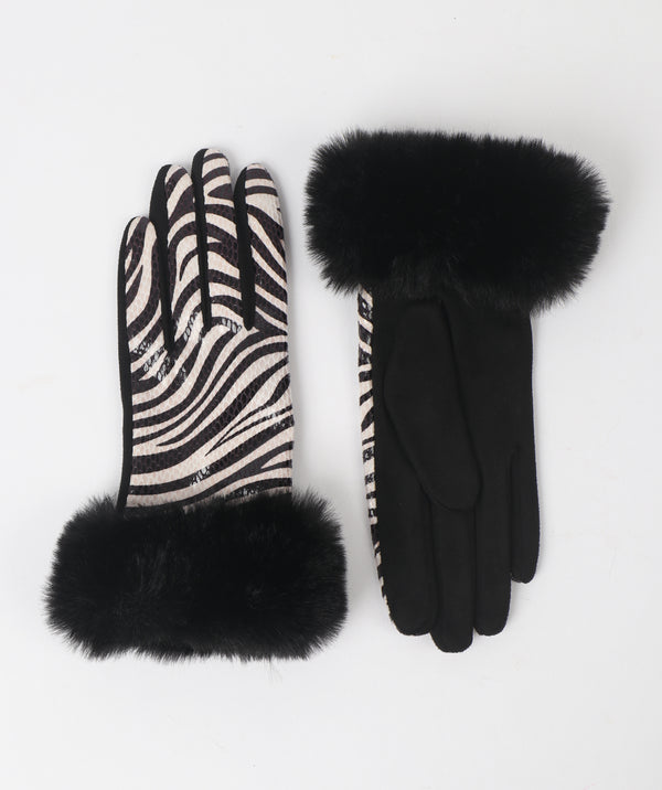 Black White Zebra Print Gloves