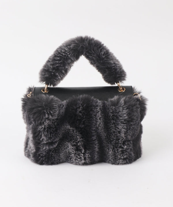 Eco Faux Fur Bag - Black/Grey