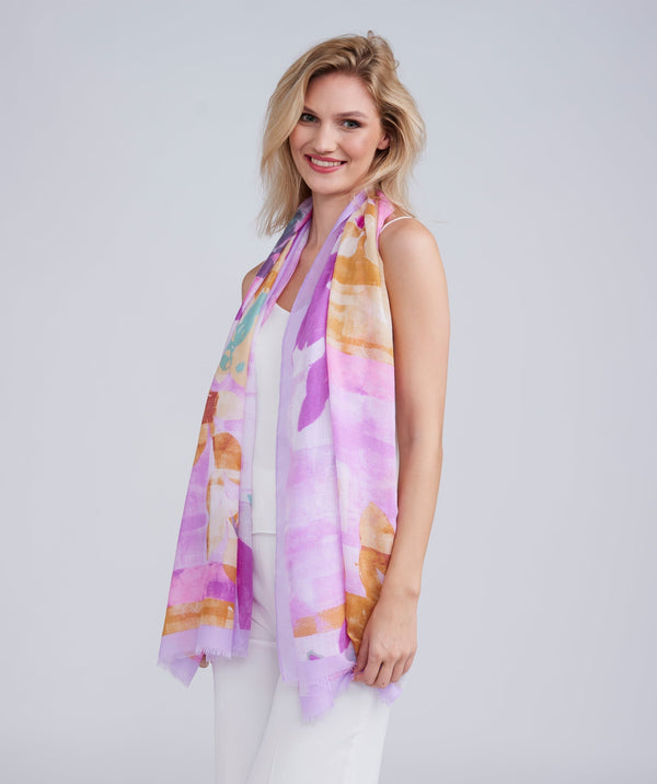 Lilac Blue Print Scarf with Soft Lightweight Fabric