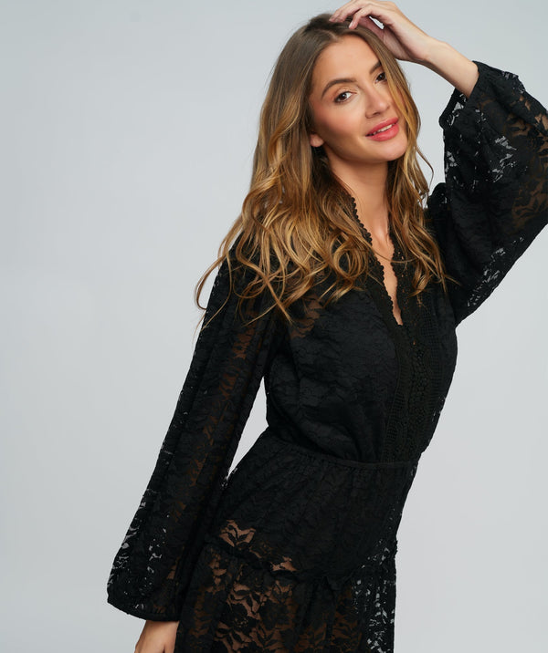 Black Lace Kaftan Cover-up