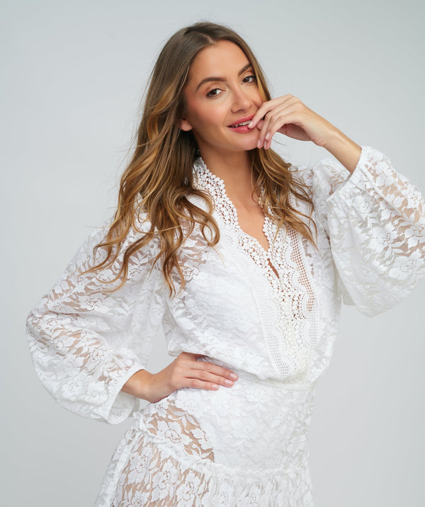 White Lace Kaftan Cover-up