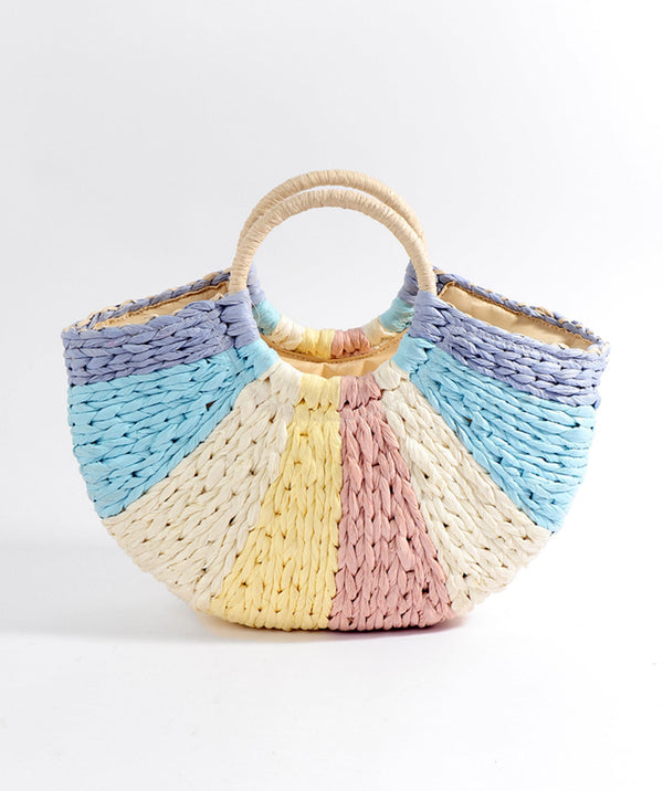 Pastel Half Moon Bag with Twin Top Handles and Zip Closure