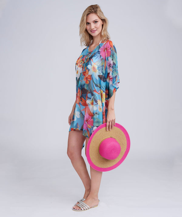 Cornflower Blue Beach Kaftan Cover-up