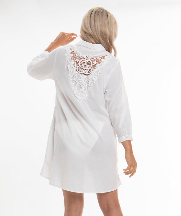 White Printed Rimini Tunic - Summer Beachwear Cover Up