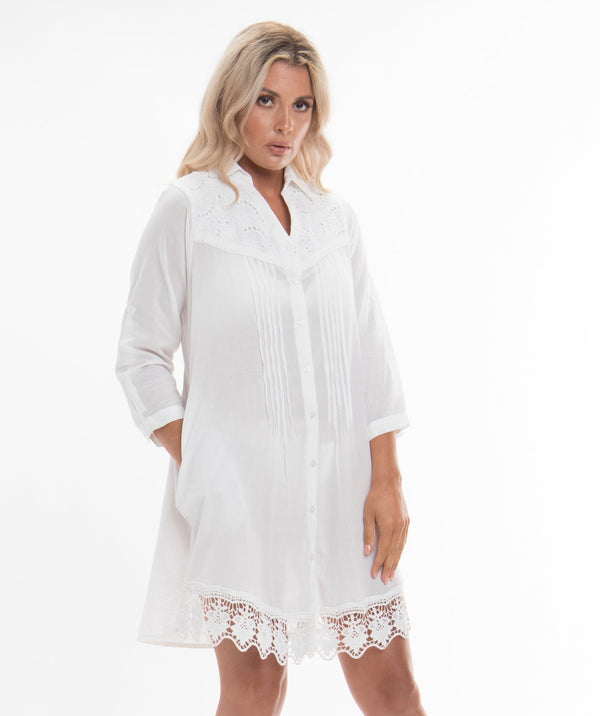 White Printed Rimini Tunic - Summer Beachwear Cover Up