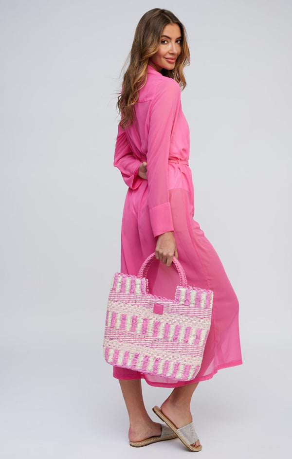 Sheer Chiffon Shirt Dress_Fuchsia Pink_4