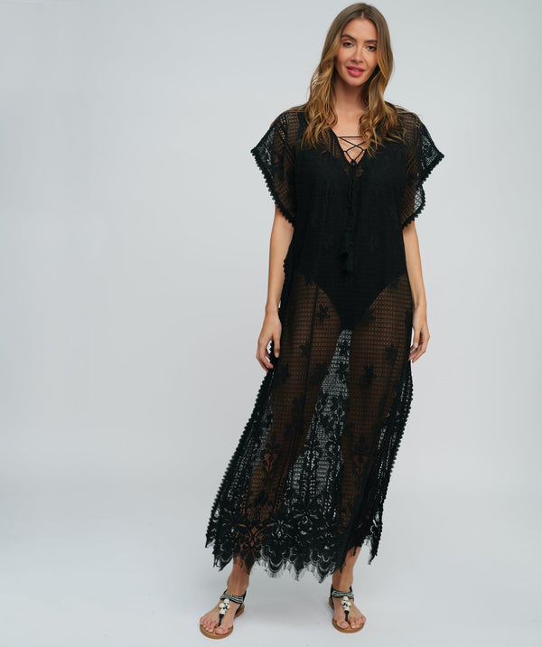 Black Lace Maxi Coverup