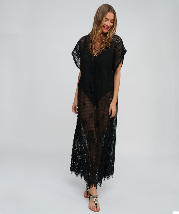 Black Lace Maxi Coverup