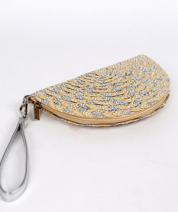 Silver Straw Summer Clutch Bag