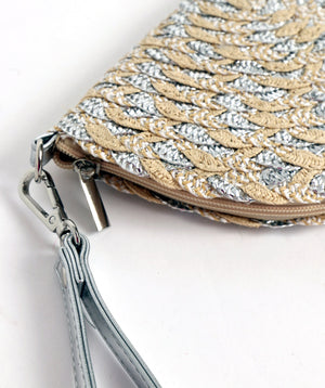 Silver Straw Summer Clutch Bag