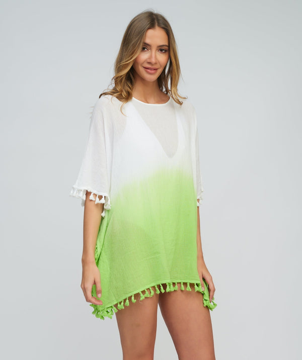 Lime Tie Dye OmbrÃƒÆ’Ã‚Â© Coverup with Pullover Design