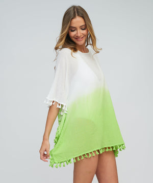 Lime Tie Dye OmbrÃƒÆ’Ã‚Â© Coverup with Pullover Design