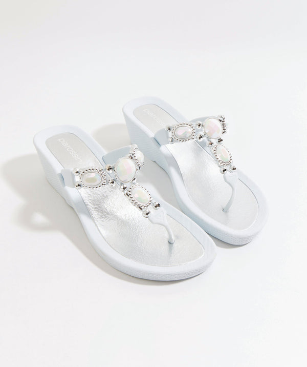 Women`s Wedge Heel Sandals - White