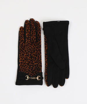 Leopard Print Gloves with Snaffle - Leopard