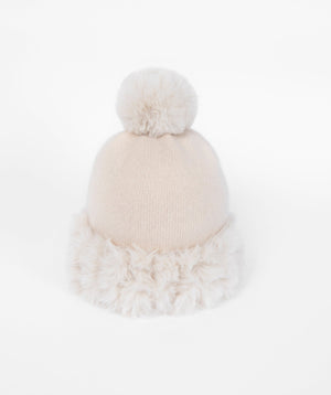 Winter Beanie Hat with Pom Pom - Almond