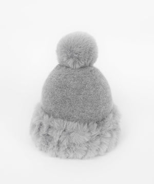 Winter Beanie Hat with Pom Pom - Silver Grey