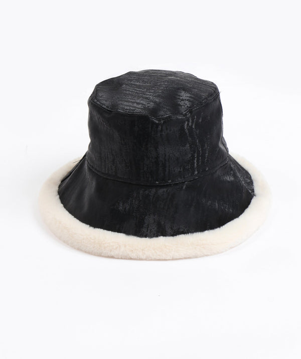 PU Down Brim Hat - Black