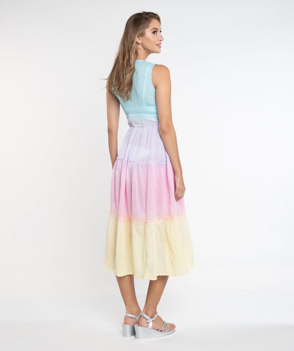 Pastel Rainbow Ombre Maxi Dress in Soft Cotton