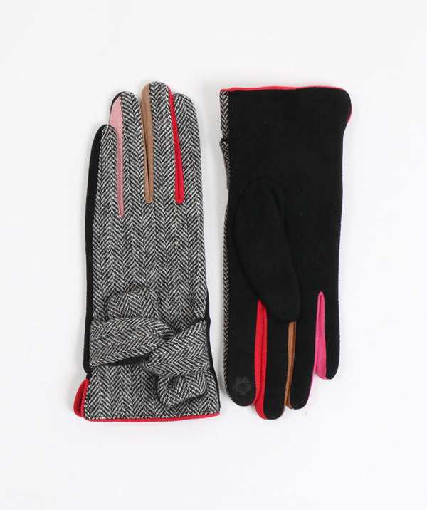 Herringbone Wool Gloves - Black