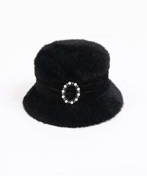 Women`s Chenille Cloche Hat - Black