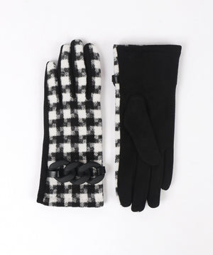 Monochrome Check Gloves