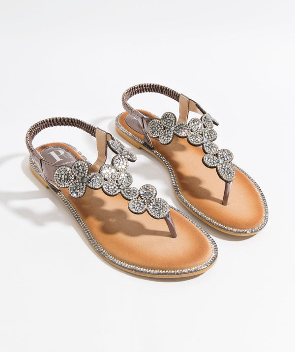 Women`s Toe Post Sandals - Silver