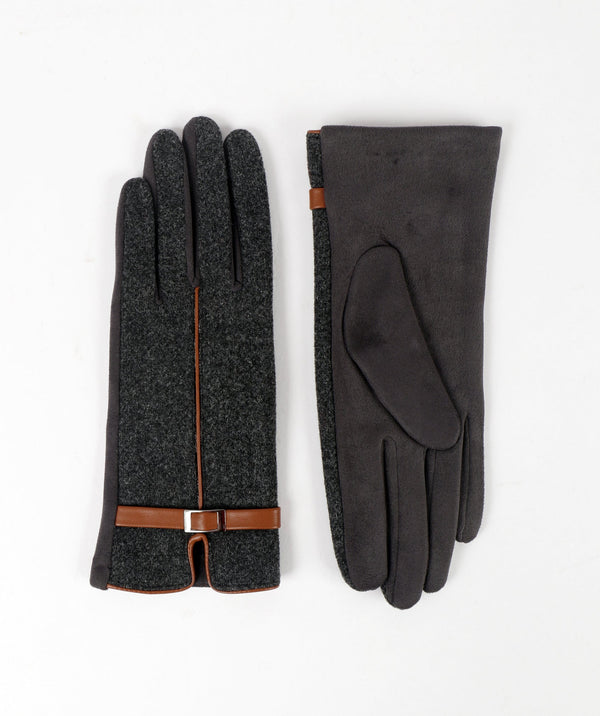 Grey Gloves with Tan Details