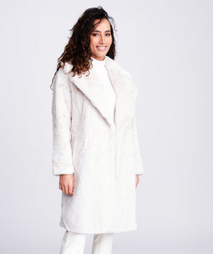 Cream Faux Fur Midi Coat