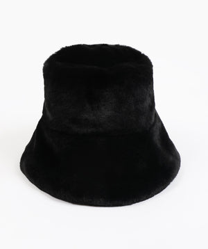 Faux Fur Downbrim Hat - Black