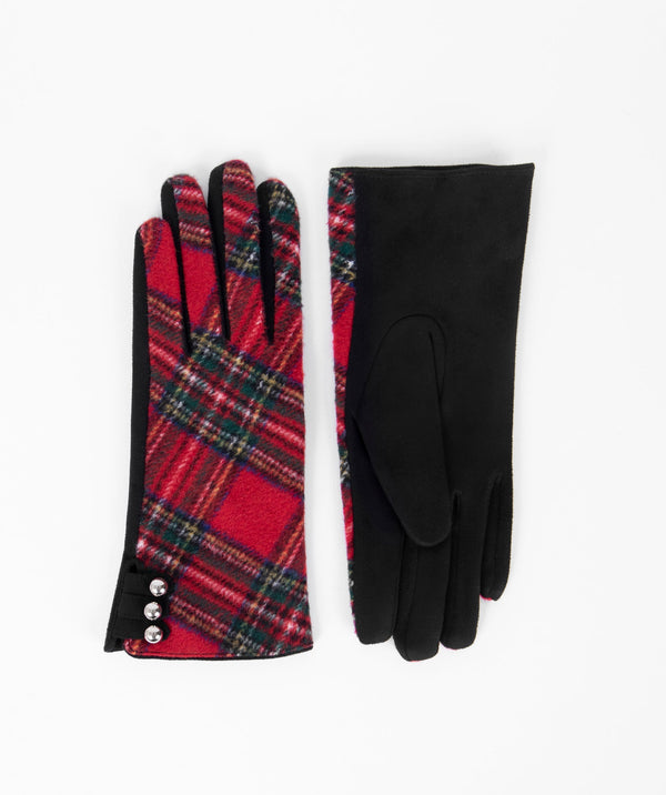 Womens Royal Stewart Tartan Gloves - Red