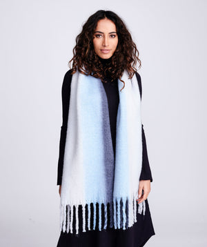 Women`s Tonal Blanket Scarf - Blue