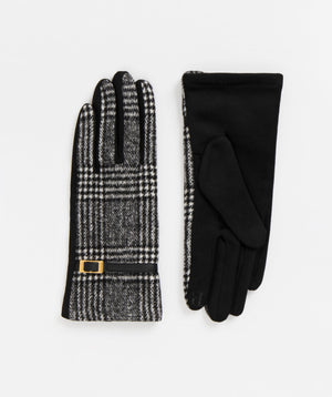 Tartan Checked Gloves - Black-White