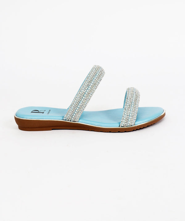 Women`s Rhinestone Summer Sandals - Blue