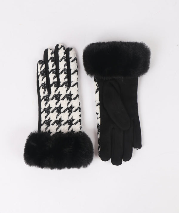 Houndstooth Gloves - Black & White