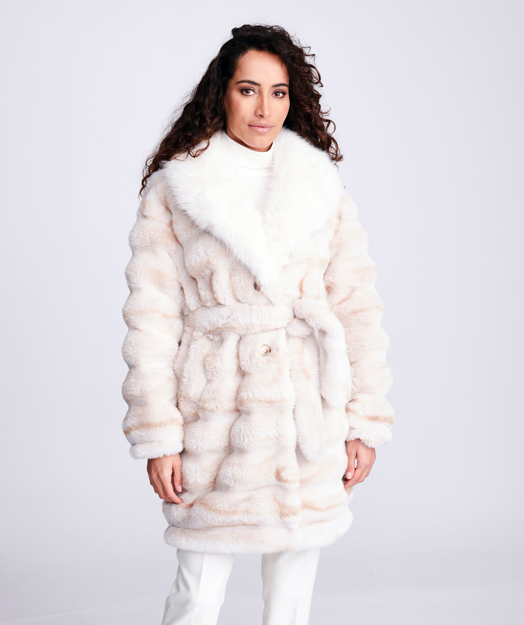 Eco Faux Fur Coat - Honeycomb