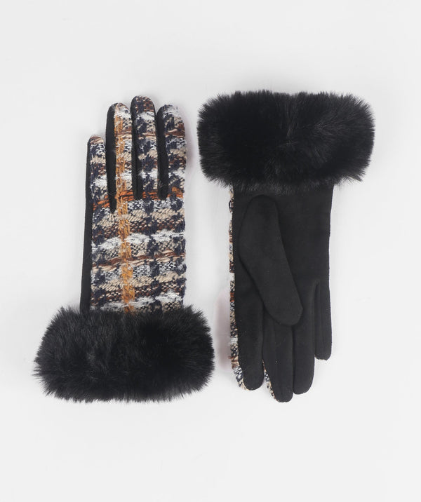 Boucle Tweed Gloves - Black