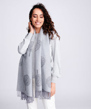 Classic Reversible Printed Scarf - Grey