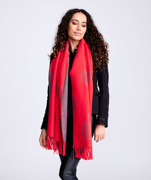 Classic Reversible Printed Scarf - Red