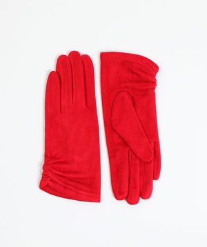 Women`s Suede Gloves - Red