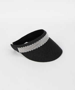 Black Headband Style Visor with Diamante Embellished Band