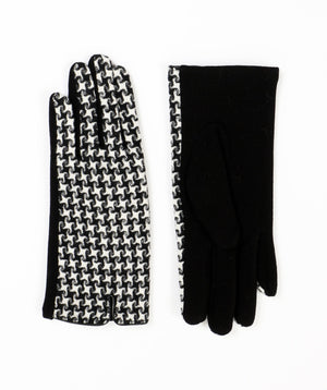 Womens Winter Check Gloves - Black-White