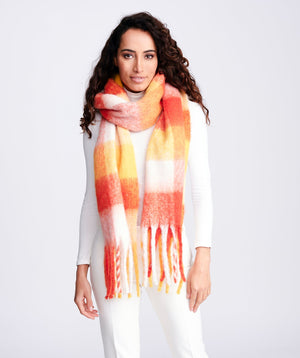 Citrus Toned Blanket Scarf - Orange-Yellow