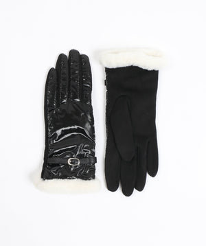 Metallic Look Gloves - Black